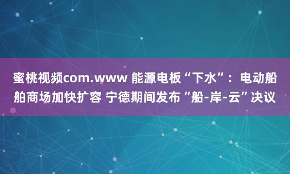 蜜桃视频com.www 能源电板“下水”：电动船舶商场加快扩容 宁德期间发布“船-岸-云”决议